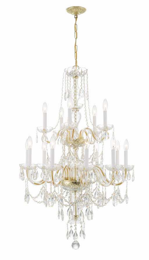 1155-PB-CL-MWP- Traditional Crystal 15-Light Chandelier in Polished Brass by Crystorama