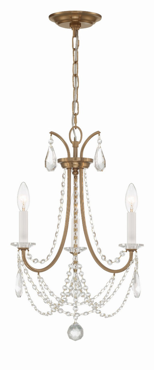 KAR-90903-AG-CL-MWP- Karrington 3-Light Mini Chandelier in Aged Brass by Crystorama