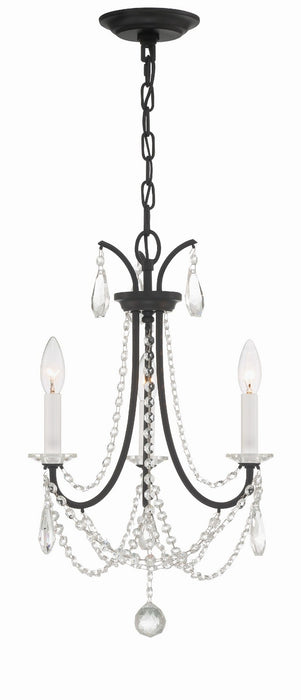 KAR-90903-MK-CL-MWP- Karrington 3-Light Mini Chandelier in Matte Black by Crystorama