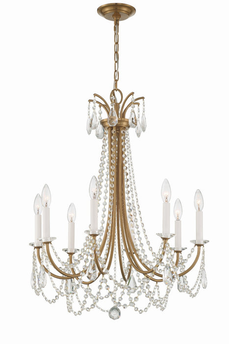 KAR-90908-AG-CL-MWP- Karrington 8-Light Chandelier in Aged Brass by Crystorama