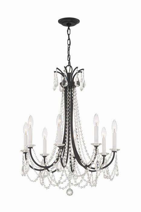 KAR-90908-MK-CL-MWP- Karrington 8-Light Chandelier in Matte Black by Crystorama