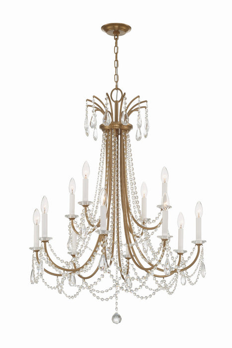 KAR-90912-AG-CL-MWP- Karrington 12-Light Chandelier in Aged Brass by Crystorama