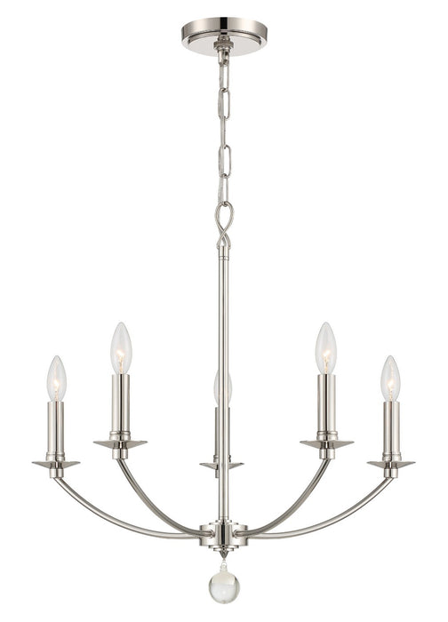 MIL-8005-PN- Mila 5-Light Chandelier in Polished Nickel by Crystorama