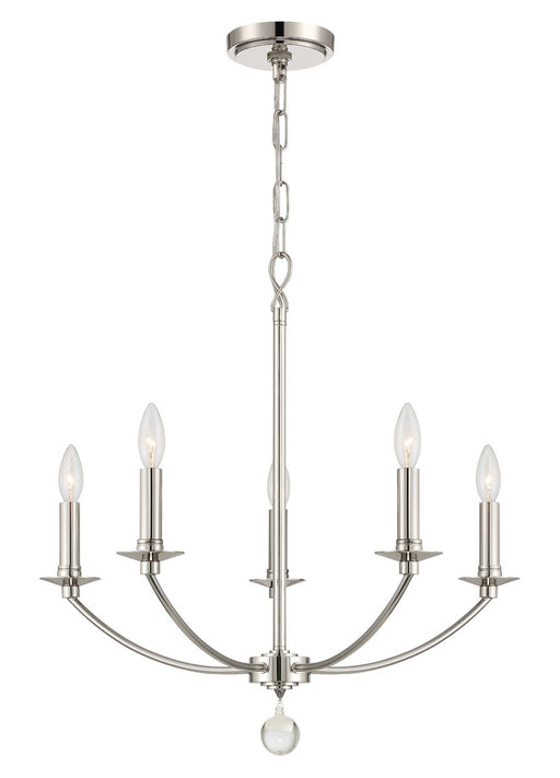 MIL-8005-PN- Mila 5-Light Chandelier in Polished Nickel by Crystorama