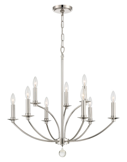 MIL-8009-PN- Mila 9-Light Chandelier in Polished Nickel by Crystorama