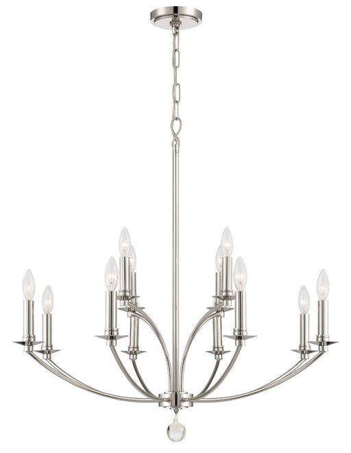 MIL-8012-PN- Mila 12-Light Chandelier in Polished Nickel by Crystorama