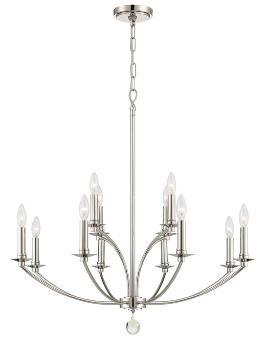 MIL-8012-PN- Mila 12-Light Chandelier in Polished Nickel by Crystorama