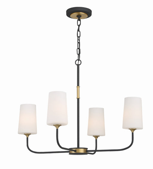 NIL-70014-BF-MG- Niles 4-Light Chandelier in Black Forged & Modern Gold by Crystorama