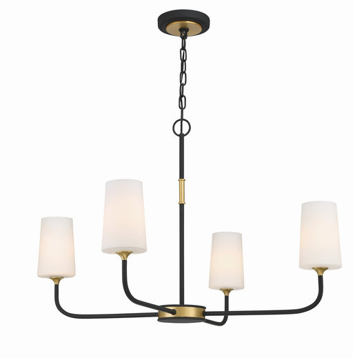 NIL-70015-BF-MG- Niles 4-Light Chandelier in Black Forged & Modern Gold by Crystorama