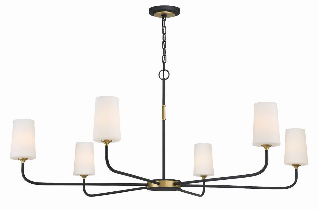 NIL-70016-BF-MG- Niles 6-Light Chandelier in Black Forged & Modern Gold by Crystorama