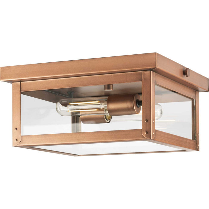 P550007-169- Union Square 2-Light Outdoor Flush Mount in Antique Copper (Painted) by Progress Lighting