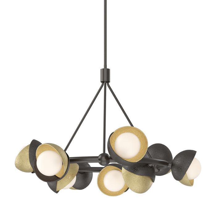 Brooklyn 9-Light Double Shade Ring Pendant in Oil Rubbed Bronze with Modern Brass Accent - 131068-SKT-MULT-14-86-GG0711 by Hubbardton Forge