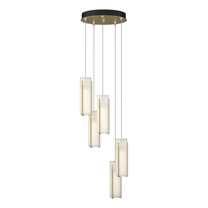 Exos Glass 5-Light Pendant in Modern Brass - 131124-SKT-STND-86-GG0065 by Hubbardton Forge