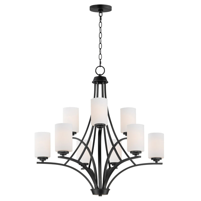 20036SWBK- Deven 9-Light Chandelier in Black by Maxim