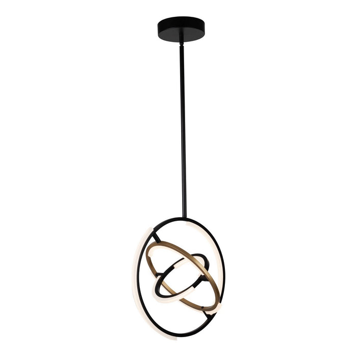 Trilogy LED Pendant in Black & Brass