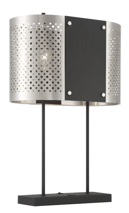 Noho Two Light Table Lamp in Brushed Nickel with Sand Coal