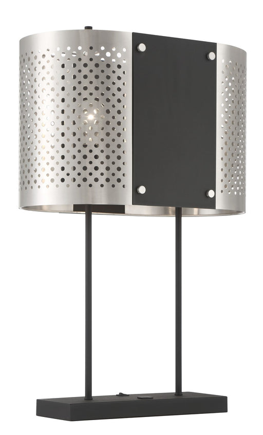 Noho Two Light Table Lamp in Brushed Nickel with Sand Coal