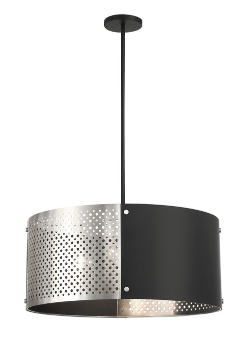 Noho Four Light Pendant in Brushed Nickel with Sand Coal