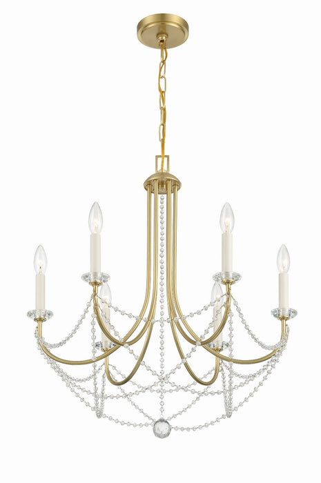 DEL-90806-AG- Delilah 6-Light Chandelier in Aged Brass by Crystorama