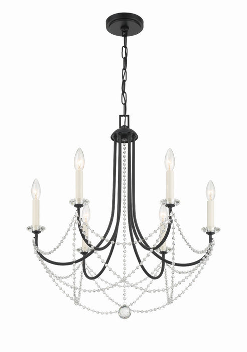 DEL-90806-MK- Delilah 6-Light Chandelier in Matte Black by Crystorama