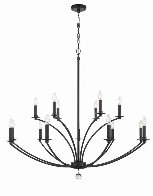 MIL-8015-BK- Mila 15-Light Chandelier in Black by Crystorama