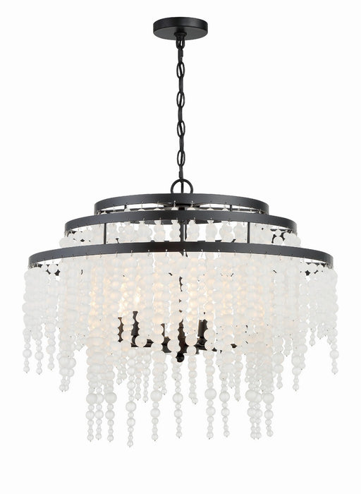 POP-A5076-MK-FR- Poppy 6-Light Chandelier in Matte Black by Crystorama