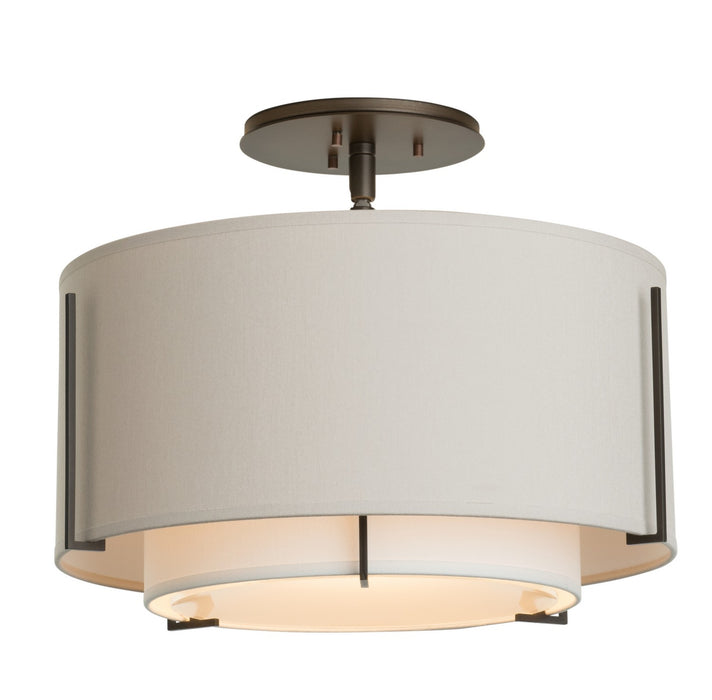 Exos Small Double Shade Semi-Flush in Dark Smoke - 126501-SKT-07-SF1099-SE1590 by Hubbardton Forge