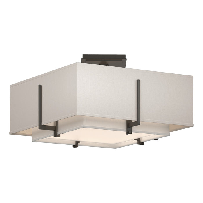 Exos Square Small Double Shade Semi-Flush in Dark Smoke - 126507-SKT-07-SF1205-SE1605 by Hubbardton Forge