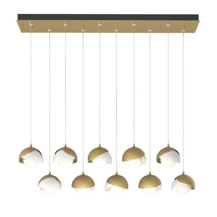 Brooklyn 10-Light Double Shade Pendant in Modern Brass with White Accent - 131205-SKT-STND-86-02-GG0711 by Hubbardton Forge