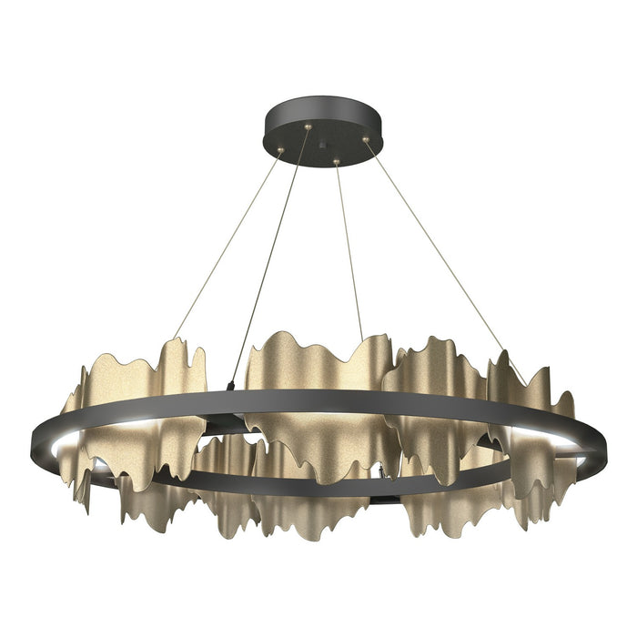 Hildene Circular LED Pendant in Black with Soft Gold Accent - 139653-LED-STND-10-84 by Hubbardton Forge