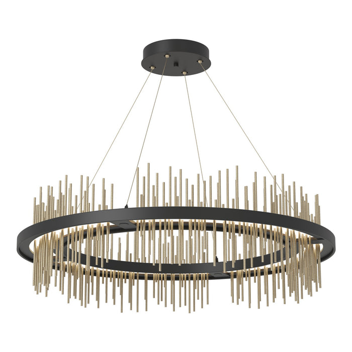 Gossamer Circular LED Pendant in Black with Soft Gold Accent - 139656-LED-STND-10-84 by Hubbardton Forge