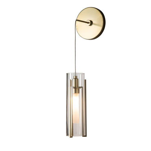 Exos Glass Mini Low Voltage Sconce in Modern Brass - 201394-SKT-86-ZM0065 by Hubbardton Forge