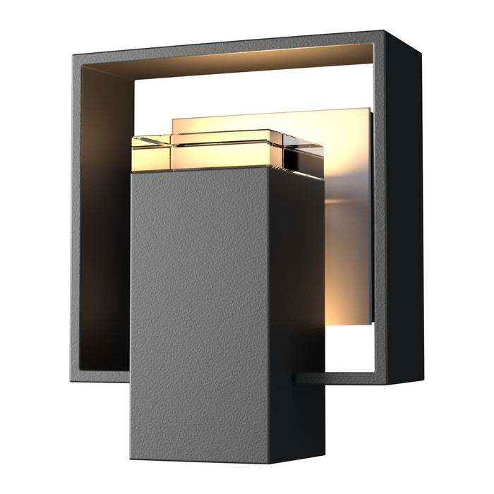 Shadow Box Small Outdoor Sconce in Coastal Black with Coastal Burnished Steel Accent - 302601-SKT-80-78-ZM0546 by Hubbardton Forge