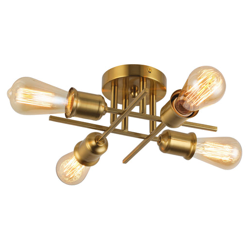 NEB-184SF-AGB- Nebraska 4-Light Semi-Flush Mount in Aged Brass by Dainolite