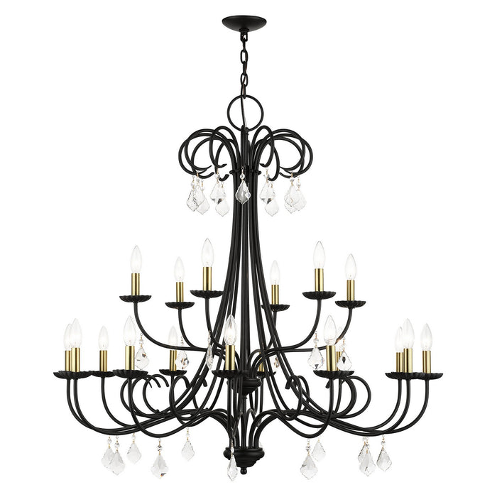 40870-04- Daphne 18-Light Chandelier in Black with Antique Brass by Livex Lighting