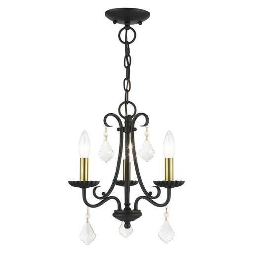 40873-04- Daphne 3-Light Mini Chandelier in Black with Antique Brass by Livex Lighting