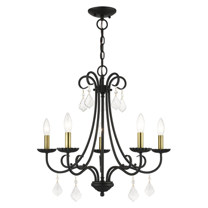 40875-04- Daphne 5-Light Chandelier in Black with Antique Brass by Livex Lighting