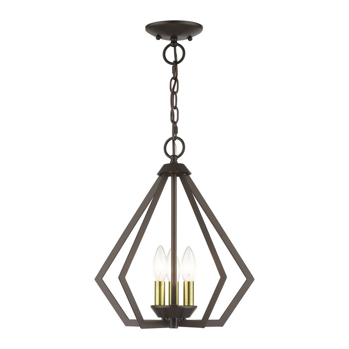 40923-92- Prism 3-Light Semi-Flush / Pendant in English Bronze with Antique Brass by Livex Lighting