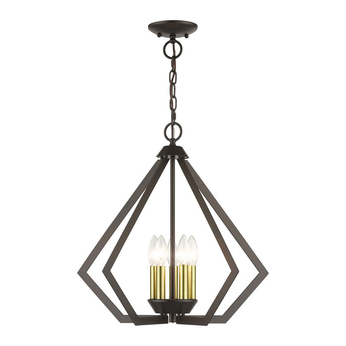 40925-92- Prism 5-Light Chandelier in English Bronze with Antique Brass by Livex Lighting