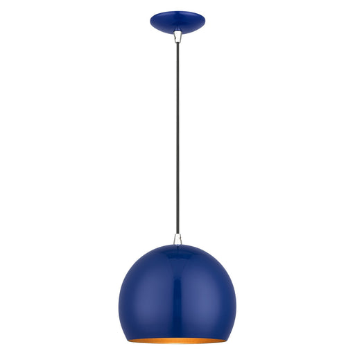 41181-37- Piedmont 1-Light Pendant in Shiny Cobalt Blue with Polished Chrome by Livex Lighting