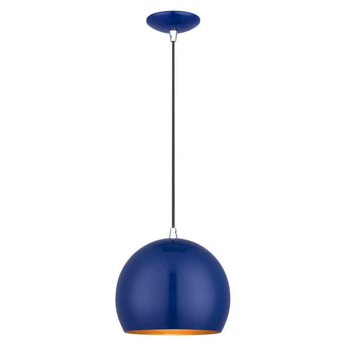 41181-37- Piedmont 1-Light Pendant in Shiny Cobalt Blue with Polished Chrome by Livex Lighting