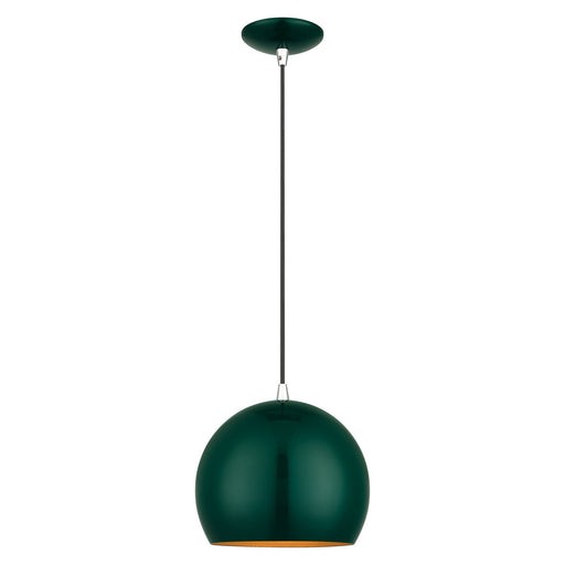 41181-97- Piedmont 1-Light Pendant in Shiny Hunter Green with Polished Chrome by Livex Lighting