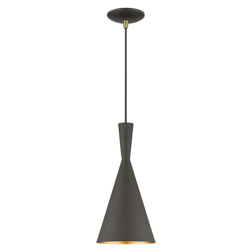 41185-07- Waldorf 1-Light Pendant in Bronze with Antique Brass by Livex Lighting