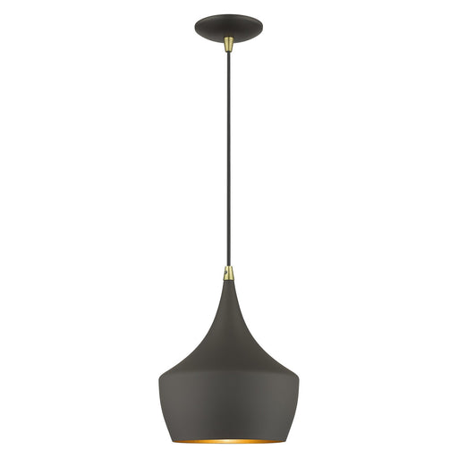 41186-07- Waldorf 1-Light Pendant in Bronze with Antique Brass by Livex Lighting