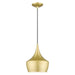 41186-33- Waldorf 1-Light Pendant in Soft Gold with Polished Brass by Livex Lighting