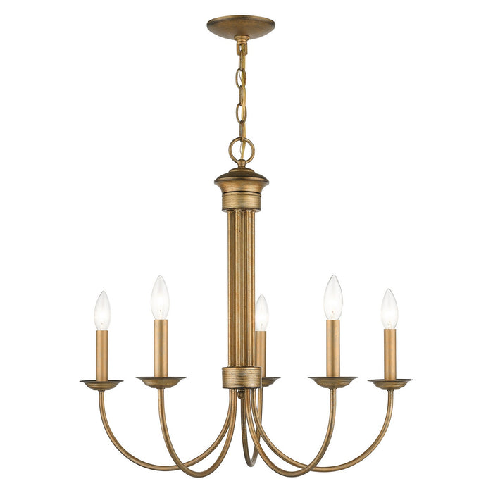 42685-48- Estate 5-Light Chandelier in Antique Gold Leaf by Livex Lighting