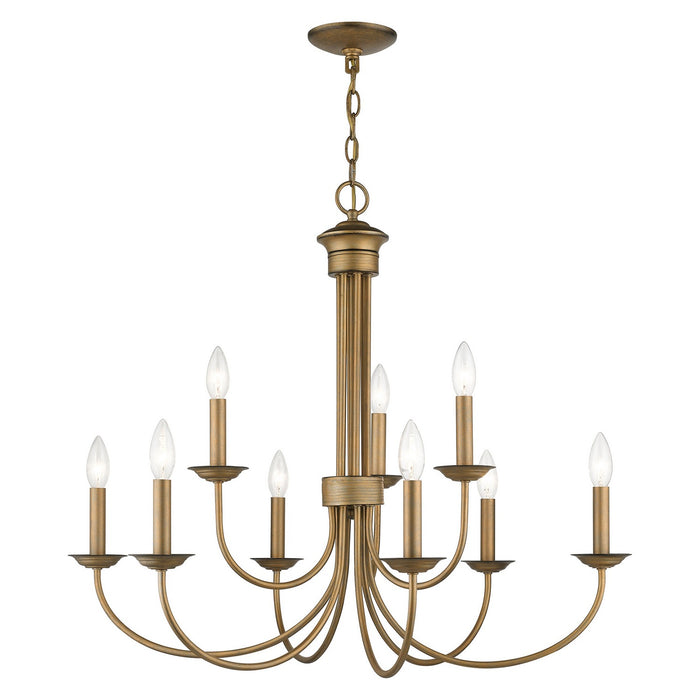 42687-48- Estate 9-Light Chandelier in Antique Gold Leaf by Livex Lighting