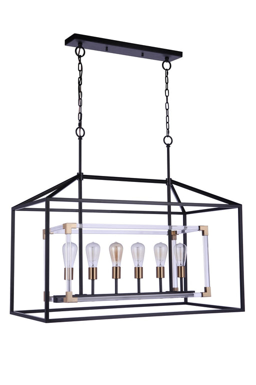 58076-FBSB- Aaron 6-Light Island Pendant in Flat Black/Satin Brass by Craftmade