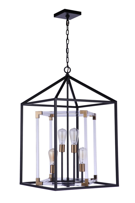 58094-FBSB- Aaron 4-Light Pendant in Flat Black/Satin Brass by Craftmade