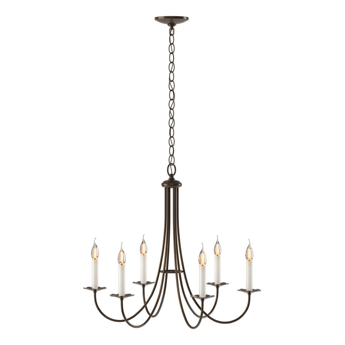 Simple Sweep 6 Arm Chandelier in Bronze - 101160-SKT-05 by Hubbardton Forge